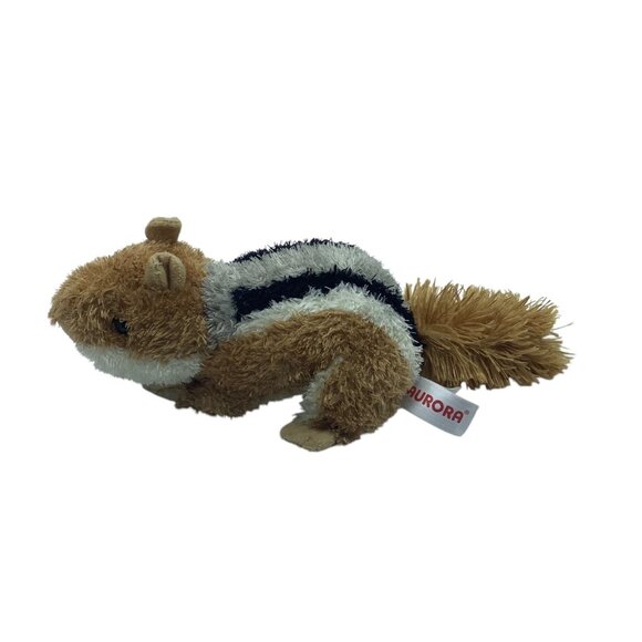 Aurora Plush Chip Chipmunk Stuffed Animal Toy 8" Brown Black Stripe Mini Flopsie - Picture 11 of 12